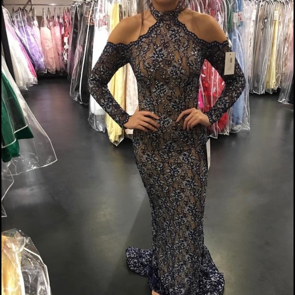 Jovani Navy & Lace